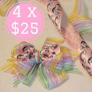 Rainbow unicorn hair bow